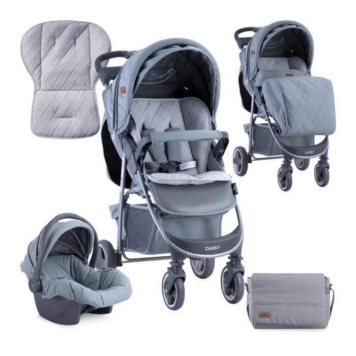 Poussette combinée duo 2 en 1 avec siège auto Daisy set Lorelli gris