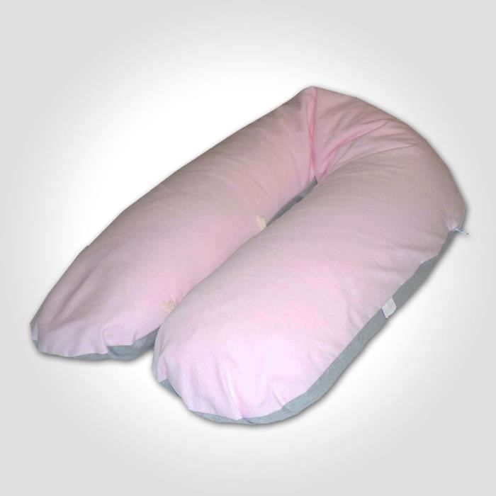 Grand coussin d allaitement 200cm Gris Rose déhoussable au volume ajustable