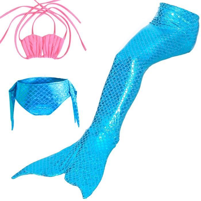 Maillot de bain Queue de Sirène 3 pièces Baignable Deguisement Sirène pour enfant