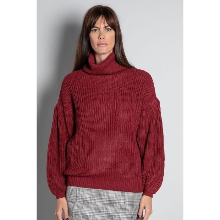 DEELUXE Pull oversize à col roulé CAMIL Burgundy