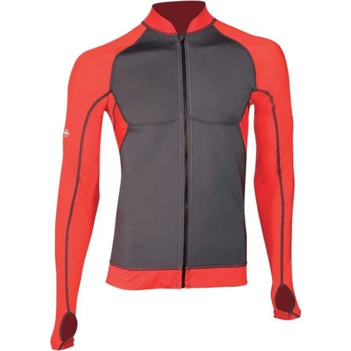 BEUCHAT - SNORKELING - VESTE DE PLONGÉE ZIPPÉE ATOLL HOMME - BUSTE NÉO 2MM-MANCHES LYCRA - ROUGE