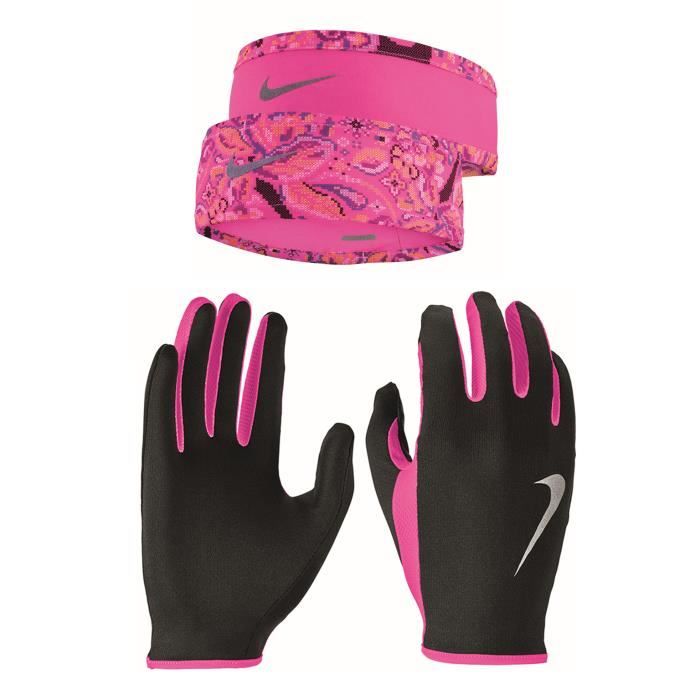 Kit Gants+Bandeau femme Nike Run - black/hyper pink/silver