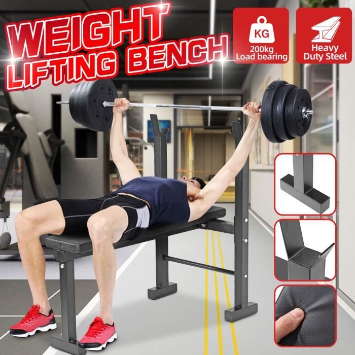 Banc de Musculation Multifonction Abdominaux Pliable avec Support de Barres pour Haltère et Station à Dips
