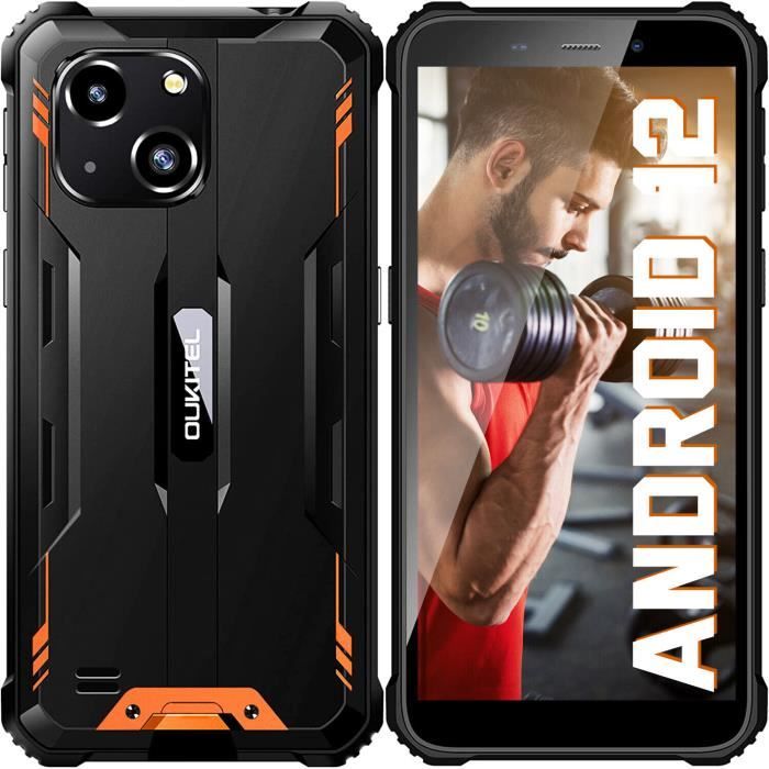 OUKITEL WP20 4GO + 32GO Smartphone robuste 5.93 '' HD Android 12 6300mAh IP68&IP69K Quad Core 20MP Dural Cameras téléphone portable