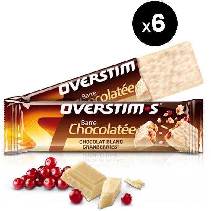 OVERSTIMS– Barre Chocolat Blanc / Cranberries (6 barres)