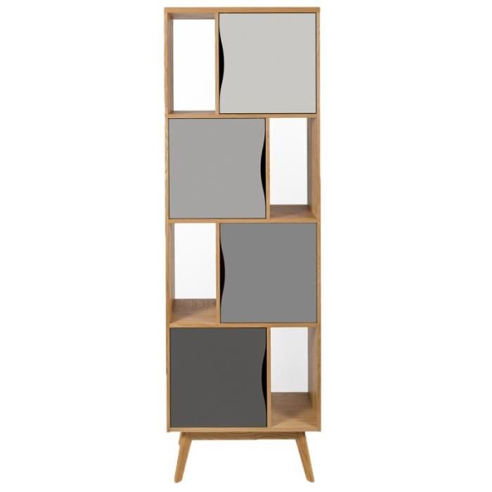 Bibliothèque Design -avon- 191cm Chêne & Gris - Paris Prix