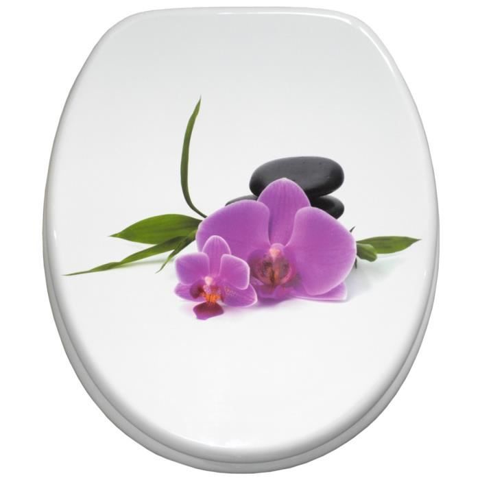 Abattant WC Orchidée - Finition de haute qualité - Charnières robustes - Fixation facile