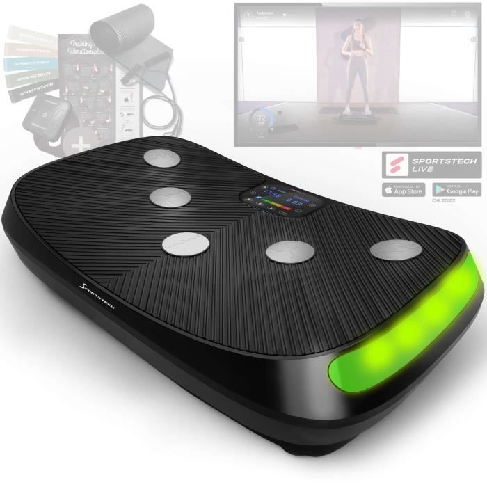 Sportstech VP400 Plateforme Vibrante Oscillante professionnelle Fitness avec technologie de vibration 4D, fréquence jusqu'à 40Hz