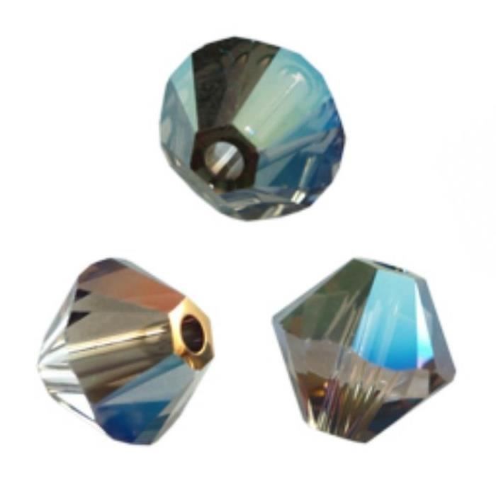 50 Perles Swarovski® Toupies 4mm IRIDESCENT GREEN