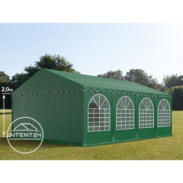 5x8 m barnum, tonnelle chapiteau tente de réception Toolport, PVC, H. 2 m, vert foncé