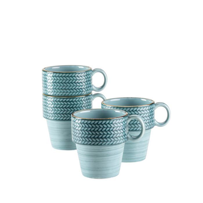 Lot Théière + 6 Tasses Mazagran – Céramique REV FRANCE – Vintage 1990