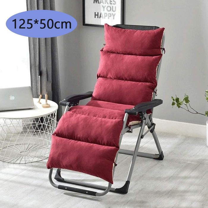 Coussin de Chaise à Bascule en Peluche rembourré 125x50cm Coussin de Chaise Longue Lavable Coussin de fenêtre Tatami Mat Rouge
