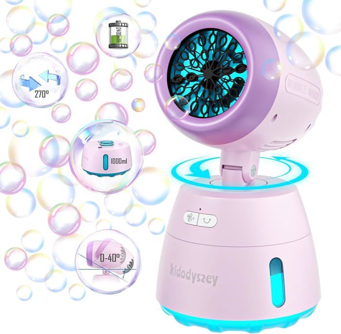 Machine à Bulles Automatique Rechargeable – 10 000+ Bulles/min – 6 Trous – 240 ML – Pour Fêtes & Mariage