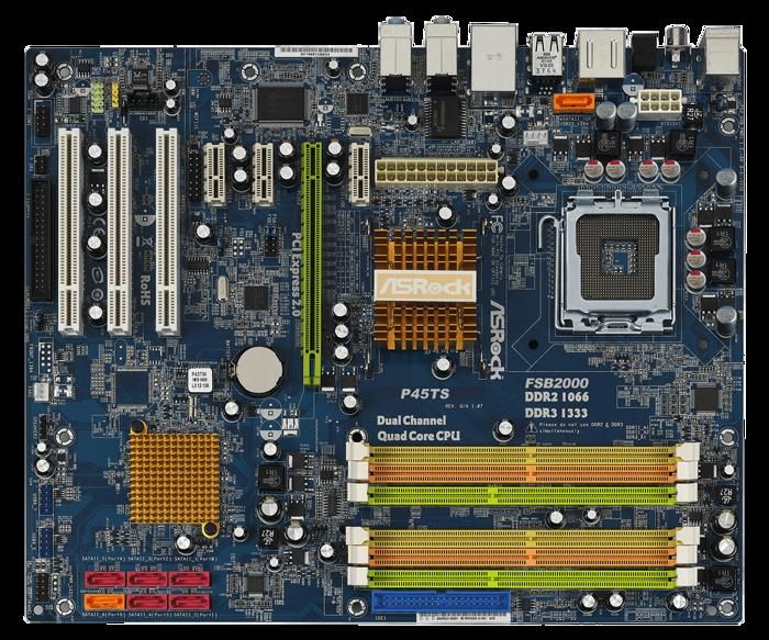 Carte mère ASRock P45TS Intel P45 LGA 775 4xDDR2 DDR2 16GB；DDR3 8GB ATX - Asrock