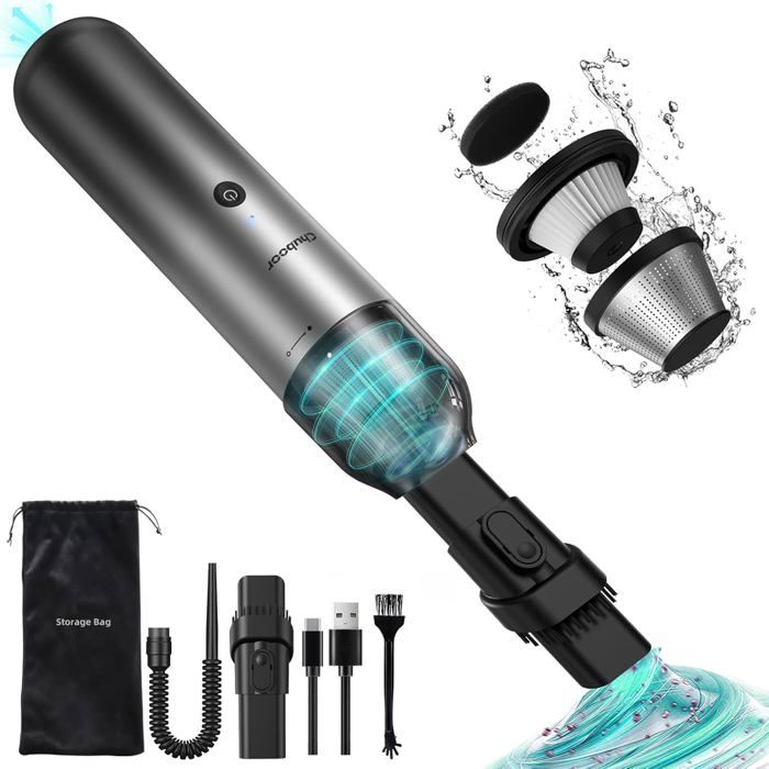 Aspirateur Voiture Sans Fil 3 En 1 – 7000Pa, Batterie 5000mAh, Filtre HEPA Lavable, Avec Accessoires Pour Nettoyage Auto/maison