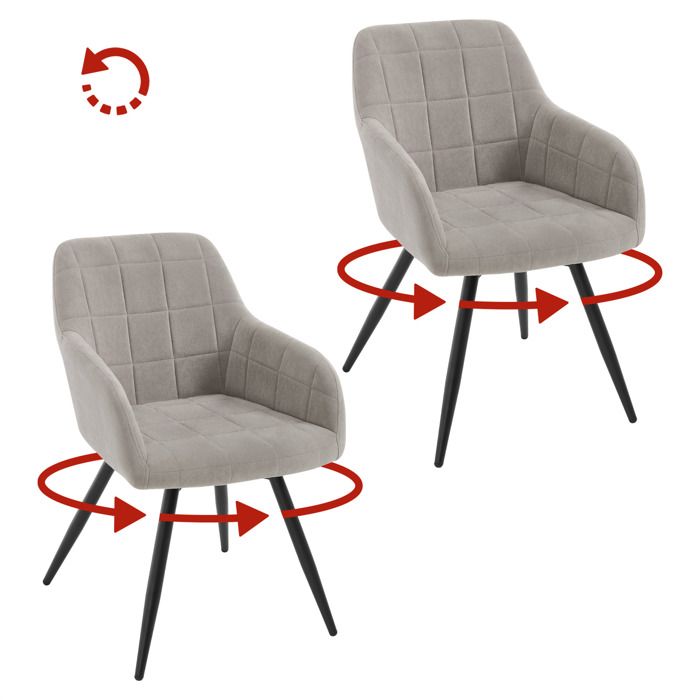 WOLTU Chaise Pivotante Salle à Manger Lot de 2 Fauteuil Velours Pieds en Métal pour Salon Chambre Gris Clair W0ATT1014-2 WOLTU Chaise Pivotante Salle à Manger Lot de 2 Fauteuil Velours Pieds en Métal pour Salon Chambre Gris Clair W0ATT1014-2