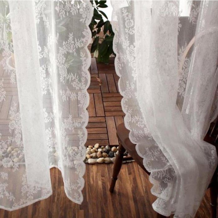 Felwors Rideaux en Dentelle Florale pour Cuisine, Café, Chambre