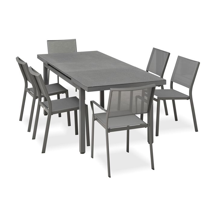 Ensemble repas de jardin 6 places en aluminium   - Gris anthracite - DANIA
