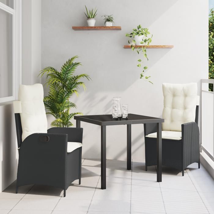vidaXL Set de 2 Chaises de Jardin Inclinables Rattan PE - vue 2