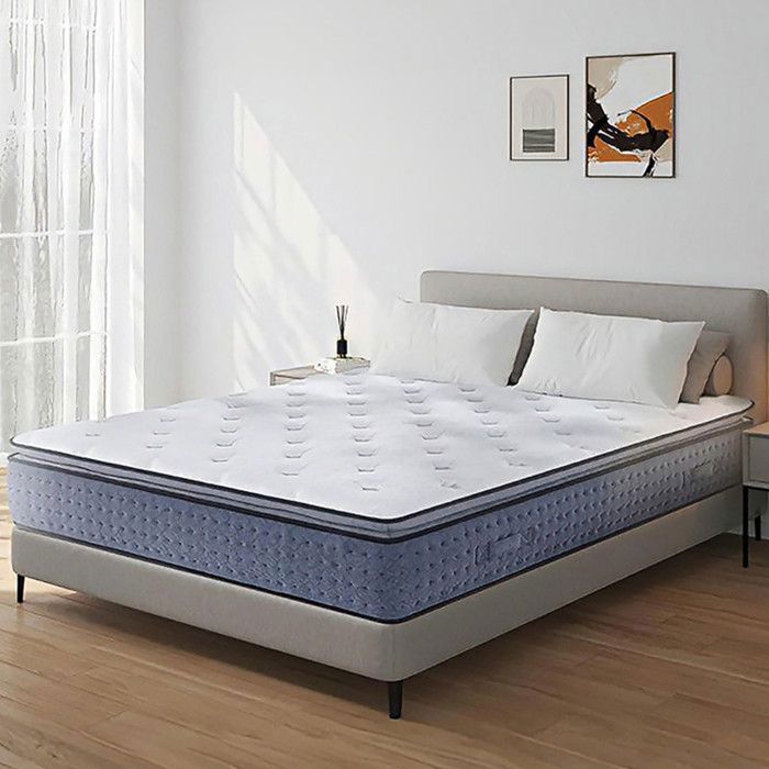 Matelas 160x200 cm ep 35 cm ressorts ensachés 3 zones + mousse mémoire coutil bambou bords renforcés - LASUITE