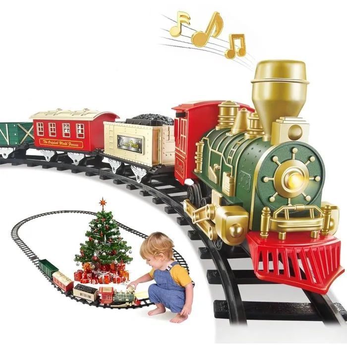 Train électrique de Noël pour enfants train de construction avec lumières et sons adapté aux enfants de plus de 3 ans