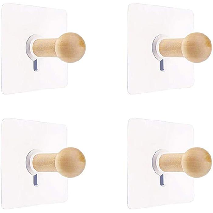 Patres Murales Naturel Mini Crochet Auto-Adhsif Patre en Bois pour Peignoir Chapeau Vtements Support Mural Crochet Multicolo PATERE