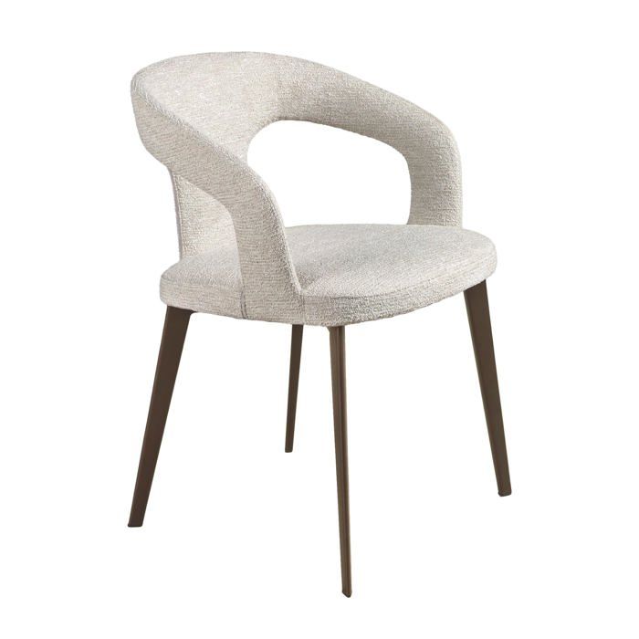 Chaise de Salle à Manger Rembourrée en Tissu Blanc Cassé - Design Léger et Polyvalent - 58 x 60 x 80 cm - 4173 ANGEL CERDA