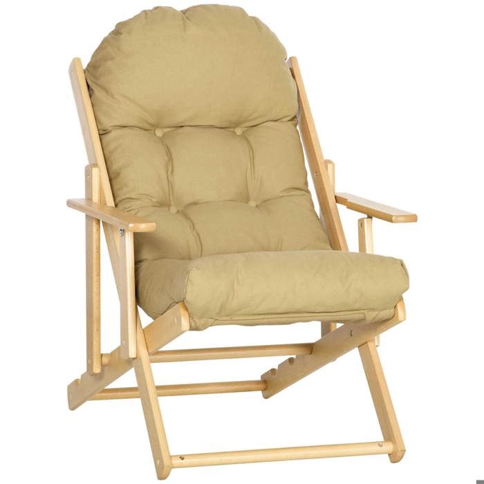 fauteuil relax fauteuil pliant rembourré chaise longue chaise de salle à manger de style lin pour le salon bois de hêtre 71 x