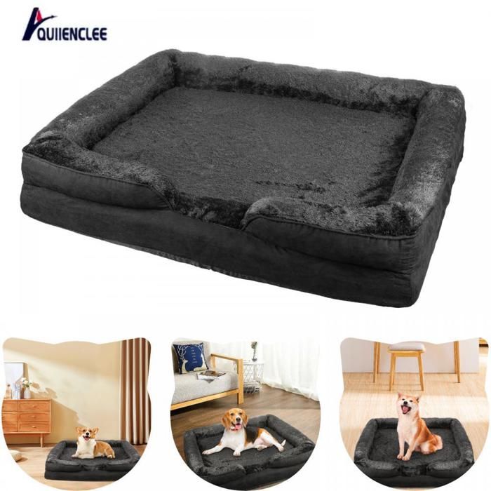 Grand lit pour chien en forme de UQUIIENCLEEchenil en coton noir canapé pour chien convient aux petits moyens et grands chien