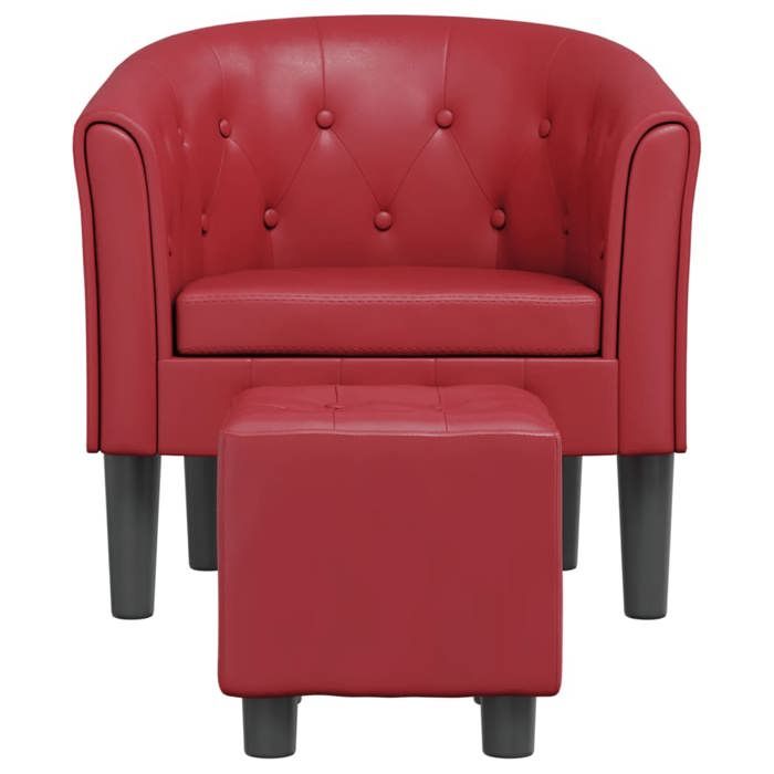 Rouge 1 PC Fauteuil dappoint - SOlOMON - Chaise cabriolet - Pour salon - avec repose-pied - rouge bordeaux similicuir FF3029