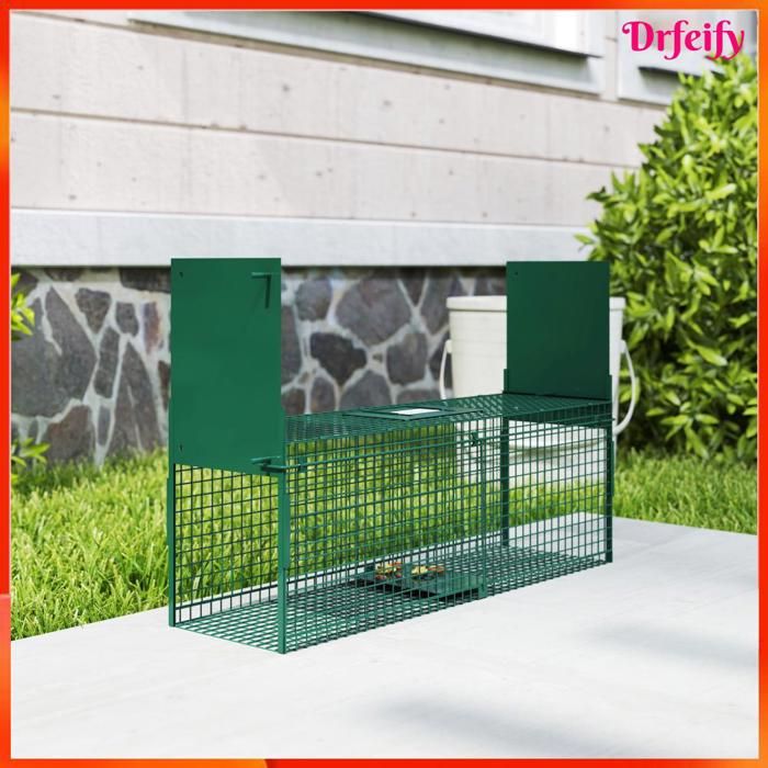 7748 Piège Vivant Cage Attrape 60 x 18 x 20 cm Piège Fouine pour Martres Rats Souris - 2 entrées + poignée - métal vert