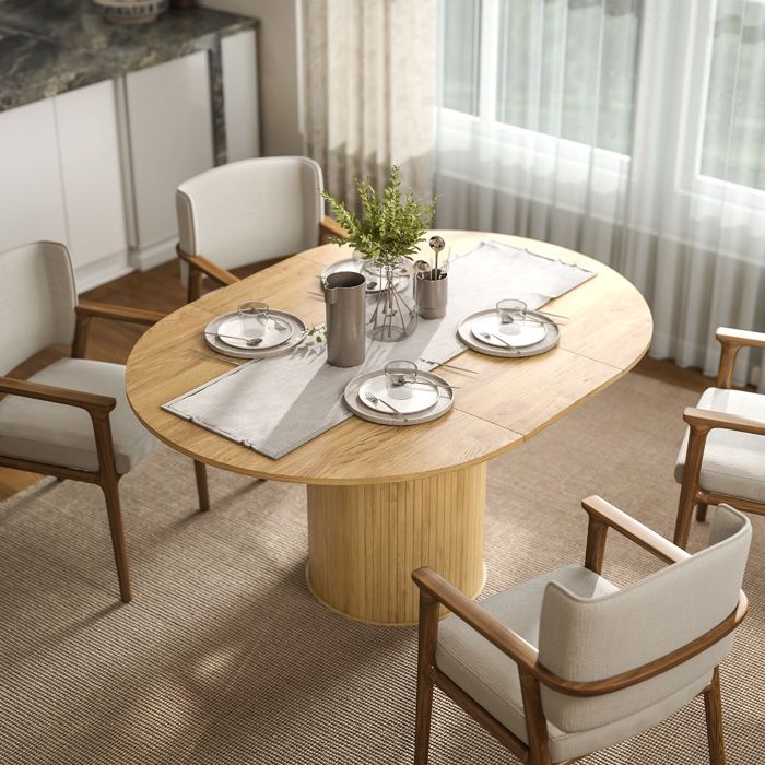Table à manger extensible table de cuisine pour 6 à 8 personnes 110-150 x 75 cm effet bois naturel