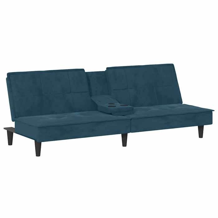 Sofa-lit VIDAXL moderne Canapé-lit 2 Places avec porte-gobelets bleu velours 200x89x70 cm S1612