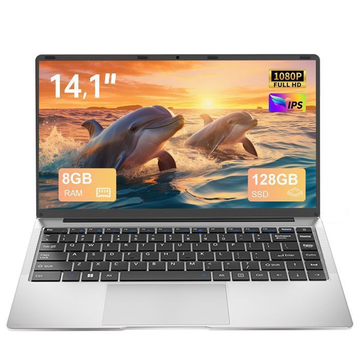 PC portable-14.1Intel Celeron N34508Go RAM DDR4 ，128Go SSDWindows 11PROWiFi5HDMI，Ordinateur Portable