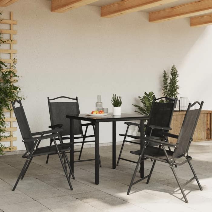 Gris Siège de jardin -  Chaises de jardin pliables - (4 pcs) - en acier et textilène C964
