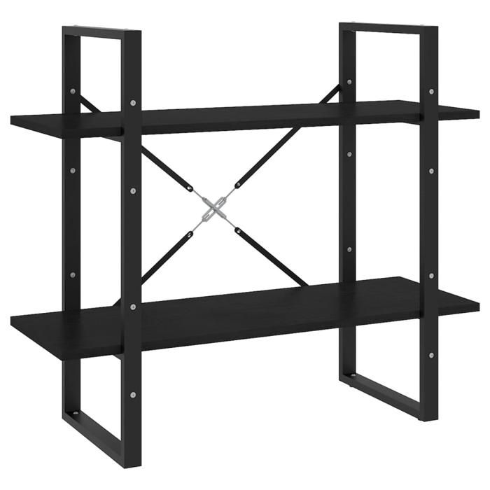 Bibliothèque Verticale - à 2 niveaux - Pour enfant/adulte - Noir 80x30x70 cm Bois de pin massif B731