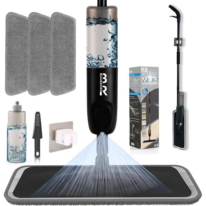 Balai pulvérisateur en Microfibre pour Nettoyage de Sol Sec et Humide pour Cuisine parquet stratifié Black-500ml-3p SERPILLERE