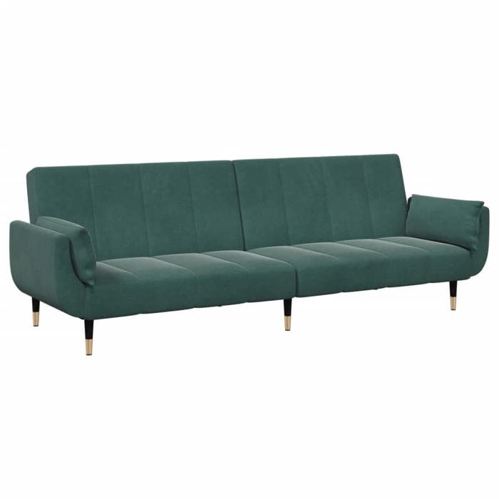 Canapé-lit - SOFA 2 en 1 - à 2 places - avec repose-pied - vert foncé velours - (par siège) : 110 kg C2604