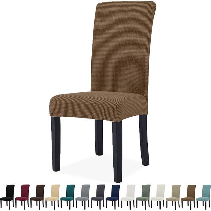 Extensible Housse De Chaise 6 Pièces Housse De Chaise Salle À Manger Universel Modern Doux Confortable 6 Pièces Marron