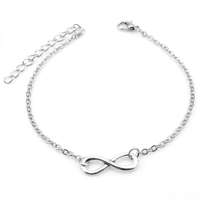 Bracelet ajustable en argent plaqué avec signe de linfini pour femme cadeau mailles de taille moyenne cadeau idéal - Jucnuz - quo