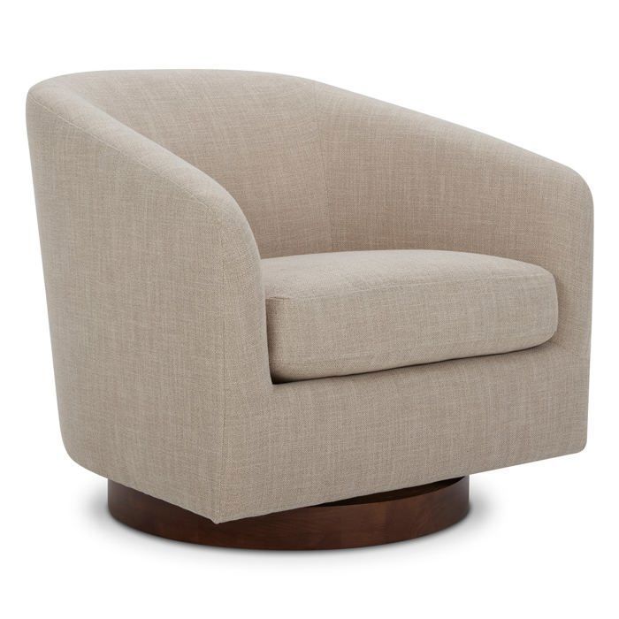 Fauteuil Pivotant CHITA Siège Baquet Rembourré En Tissu Certifié FSC Pour Salon-Beige