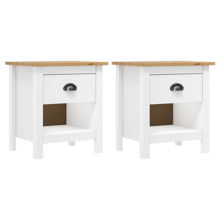Lot de 2 Armoires de chevet intemporel - vidaxl - Table de lit - bois de pin - naturel - 46 x 35 x 49 5 cm - 1 tiroir - 1 étagère@lh