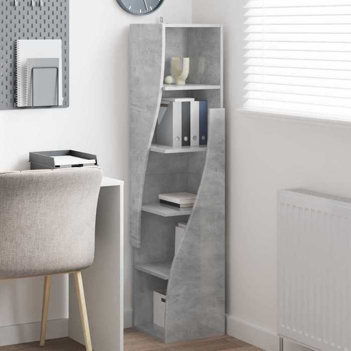 Meuble Rangement - HAOSHOP - Meuble dangle Gris béton 32x32x140cm Bois dingénierie&01_42156
