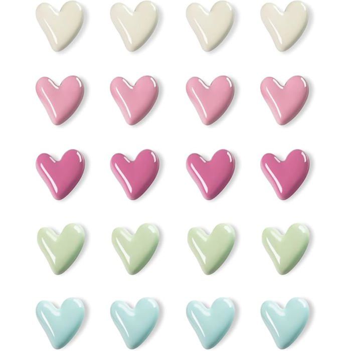 20 Pièces Aimants Frigo C ur Colorés 3D Magnets Puissants Décoratifs Mignons pour Ivoire Rose Fuchsia Vert Bleu