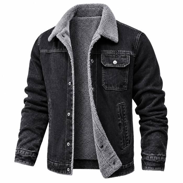 ENSEMBLE DE VETEMENTS DE SPORT Veste homme hiver AProsp doublée polaire chaude style workwear coton poches M à 5XL noir-A1