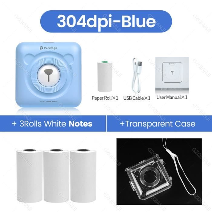 Mini Imprimante Thermique De Poche - Bluetooth, Sans Encre, Avec 11 Rouleaux De Papier, Pour IPhone Et Android