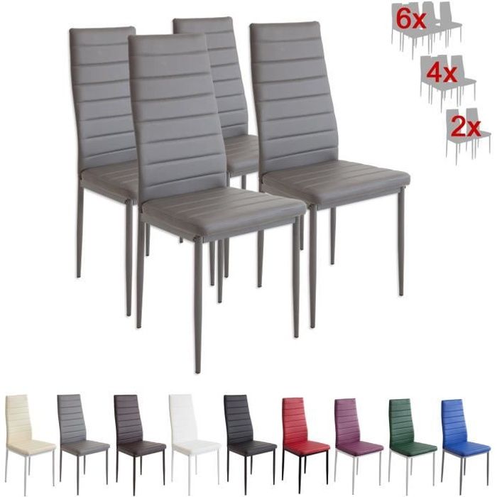 chaises de salle à manger - albatros - milano gris - métal et simili - lot de 4