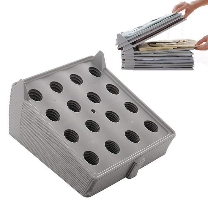 Organisateur de Garde-Robe 12 pc Plateau de Rangement pour vêtements Chemise de Rangement pour vêtements Gris