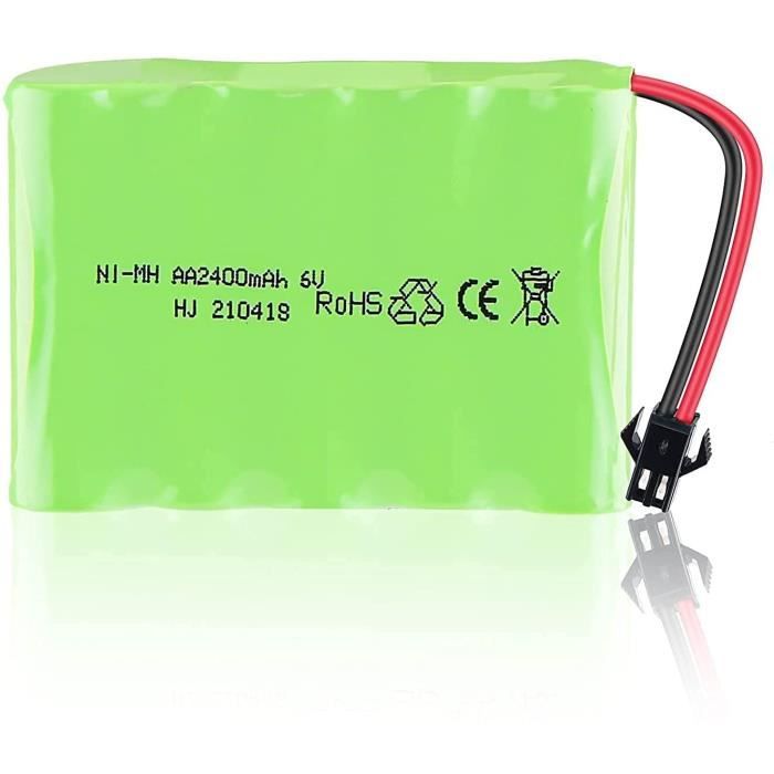 Gecoty® Batterie 6V NiMH, Battery AA Rechargeable Haute capacité 2400 mAh avec câble de Charge