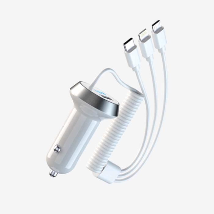 Chargeur Batterie Voitures Chargeur Allume-Cigare UGREEN 75W PPS PD QC 3.0 - Câble Rétractable USB-C - Charge Rapide Voiture IPhone 16 Galaxy S24 MacBook Câble Rétractable Voiture